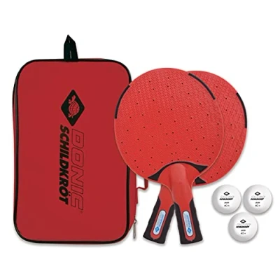Image de Donic Schildkröt Set de Tennis Table Outdoor, Résistant aux Intempéries, 2 Raquettes en Plastique Robustes et Lavables, 3 Balles, dans Un Sac Transport Pratique, 788662
