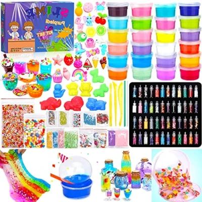 Image de Purpledi Kit de Slime Bricolage Fabrication et Mastic avec 24 Couleurs Crystal Slime,Kit pour l&#039;artisanat d&#039;art des Enfants,Poudre Scintillanter Plus Jouets