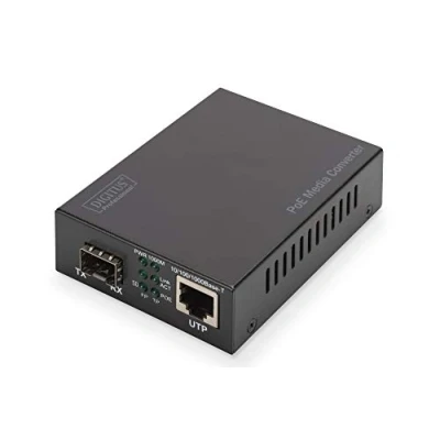 Image de DIGITUS Convertisseur de média SFP Port Gbit Ethernet RJ45 / 1000Base LX Avec PoE Injector Noir