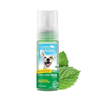 Image de Haleine Fraîche de TropiClean Mousse Soin Buccal à la Menthe pour Animaux Sans Brossage 133 ml