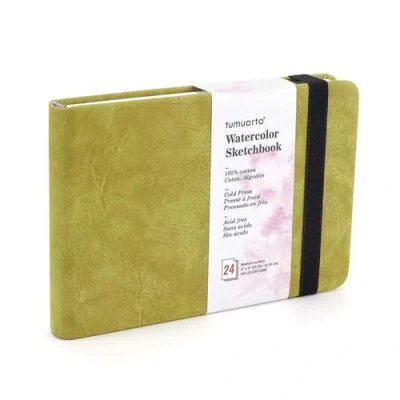 Image de carnet de croquis à l&#039;aquarelle, 300 g/m², 100 % coton, 10 x 15 cm, 24 feuilles, 48 pages, grain fin, sans acide, d&#039;aquarelle, utiliser comme voyage.