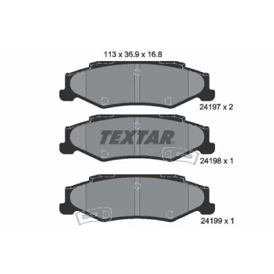 Image de TEXTAR 2419701 Jeu de plaquettes frein avec indicateur d&#039;usure CHEVROLET: Corvette C5 Cabriolet, C6 Coupe, Coupe