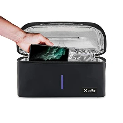 Image de Celly Machine de stérilisation Universelle à Rayons UV (certifications), Sac désinfectant avec C pour Smartphones et Accessoires, tablettes jusqu&#039;à 8&quot;, Montres, Masques, Gants.