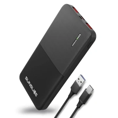 Image de Sunslice Gravity 10 Batterie Externe pour Smartphone 10000 mAh, 1 Port USB C (entrée &amp; Sortie), 2 Ports A (Sortie), 18W Ultra Fast Power Tous Les Smartphones.