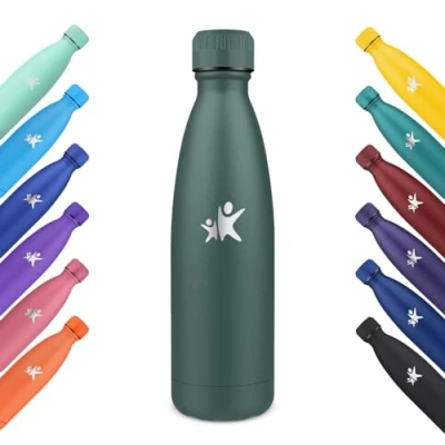 Image de KollyKolla Gourde Isotherme, 500ml, Inox sans BPA, Bouteille Reutilisable, Isolation Double Paroi, Isotherme Acier Inoxydable, pour Enfant, Adulte, Sport, École Vert Olive