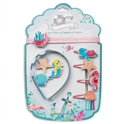 Image de Papierdrachen Lot de 2 bandeaux à cheveux avec fermeture Velcro Patchs interchangeables au design sirène Bels accessoires créatifs pour filles