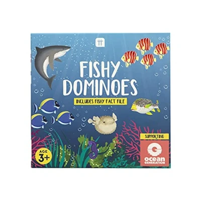 Image de Talking Tables Jeu de Dominos pour Enfants avec Le thème du Poisson Ensemble 28 pièces Dossier d&#039;information sur l&#039;océan