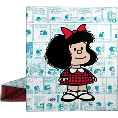 Image de Grafoplás Classeur à anneaux A4 4 mixtes 40 mm Collection Mafalda puces Doux au toucher Certifié FSC