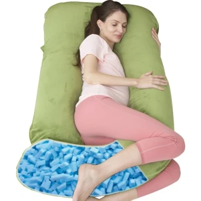 Image de TaiBest coussin de grossesse en mousse à mémoire forme déchiquetée pour dormir, maternité femme enceinte, soutien abdominal, U, vert gazon