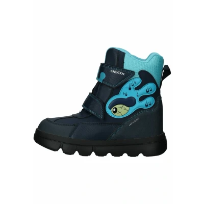 Image de Geox Willaboom Unisex Bottes de neige pour enfants, Taille: 24, Navy turquoise cfn Imitation cuir/textile
