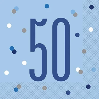 Image de Unique Party Serviettes de Table en Papier, 83559, Bleu/argenté