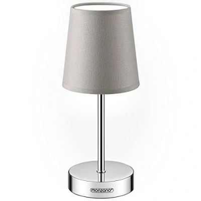 Image de Monzana lampe de table Taupe avec abat jour chevet interrupteur E14 parfait pour chambre salon décoration