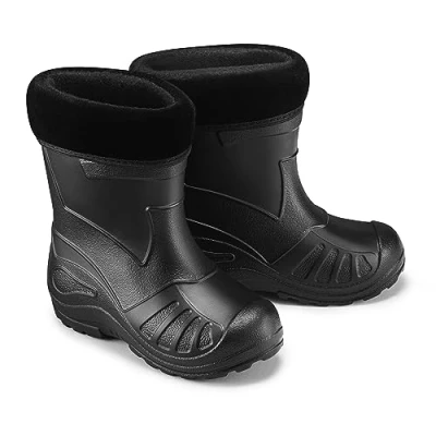 Image de ESTRO Botte de Pluie Fille Bottes Enfant Garcon Fourrée Chaussure Caoutchouc K050 (22 EU, Noir)