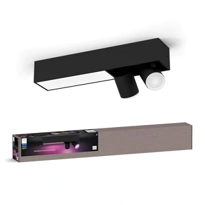 Image de Philips Hue White &amp; Color Ambiance Centris 2 pièces, dimmable, 16 millions de couleurs, contrôlable par application, compatible Amazon Alexa, noir.