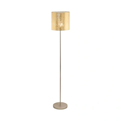 Image de Eglo Lampadaire Viserbella, lampe à poser vintage, luminaire salon sur pied en acier et textile, champagne, doré, avec interrupteur pied, douille E27