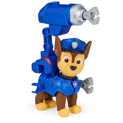 Image de Paw Patrol Pat&#039; Patrouille Collection Sac à Dos Clipser et 2 projectiles, Jouets pour Enfants partir de 3 Ans, 6060756, Figurine Chase, Moyen