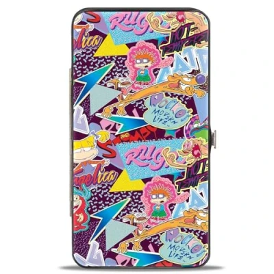 Image de Nick Rewind Femme Portefeuille à charnière avec logo 90/7 personnages Violet/multicolore, 1, 7&quot; x 4&quot;