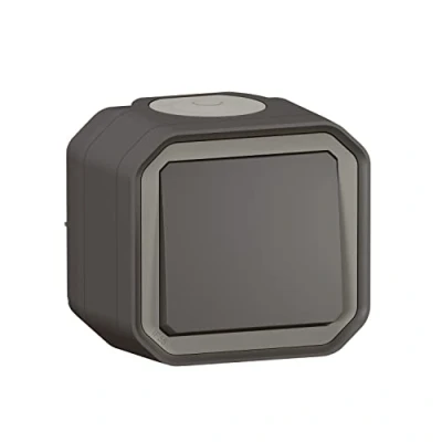 Image de LEGRAND Interrupteur Mural Etanche Simple ou Va et vient 10A Plexo Commande d&#039;Éclairage Complète Prête à Installer Pose En Apparent Fabriqué France Anthracite