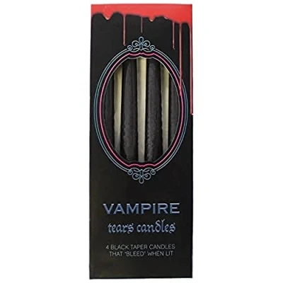 Image de Jones Home &amp; Gift Lot de 4 Bougies effrayantes en Forme Larmes Vampire Noir 25 cm x 2 Améliorateur d&#039;ambiance Unique et Effrayant Matériau Goutte à Cire Parfait pour la