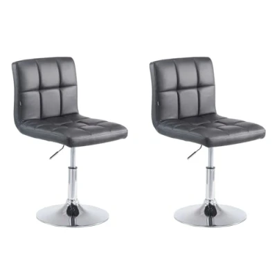 Image de CLP Lot De 2 Chaises Lounge Palma V2 en Similicuir I Siège Rembourré Pivotant Et Réglable Hauteur Piètement Métal, Couleur:Noir