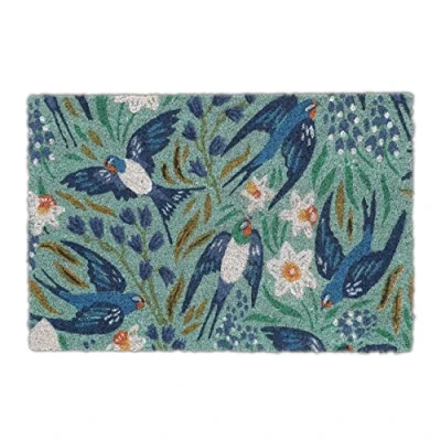 Image de Relaxdays Paillasson Coco, Motif Hirondelles, Tapis de Porte résistant aux intempéries, 40 x 60 cm, Multicolore