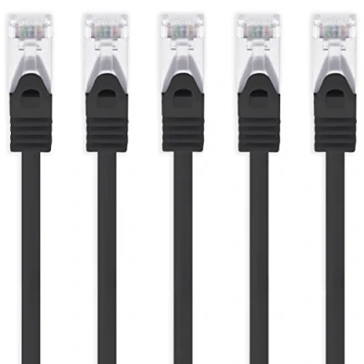 Image de 1aTTack.de 2m noir 5 pièces Câble réseau Cat7 patch SFTP brut Lankabel 10GB/s 500 MHz assemblé avec 2 fiches RJ45 Cat 6a