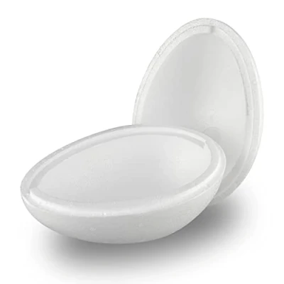 Image de MCE Commerce œufs en polystyrène de 16 cm pour décoration Pâques, Blanc, un packet 2