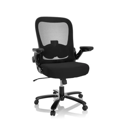 Image de hjh OFFICE 691006 Chaise pivotante XXL Instructor SW I Tissu/Maille Noir supportant Le Poids jusqu&#039;à 220 kg, de Bureau Lourde
