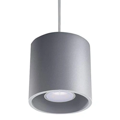 Image de SOLLUX lighting Orbis Lampe à suspension Design moderne avec abat jour cylindrique En aluminium, ampoule GU10 interchangeable Gris, 10 x 110 cm