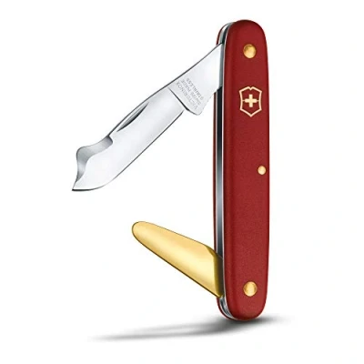 Image de Victorinox, Greffoir combi 2, Couteau Universel de Jardin, Multifonction, Léger, Swiss Made, 3 Fonctions, Lame pointued tip, rouge