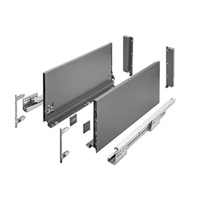 Image de GTV Système de Tiroirs Axis Pro, Ensemble Tiroirs, Extraction Totale, Amortissement Intégré, Charge 40 kg, Tiroir Coulissant avec Fermeture Douce Largeur 400 mm, Hauteur 200 Anthracite