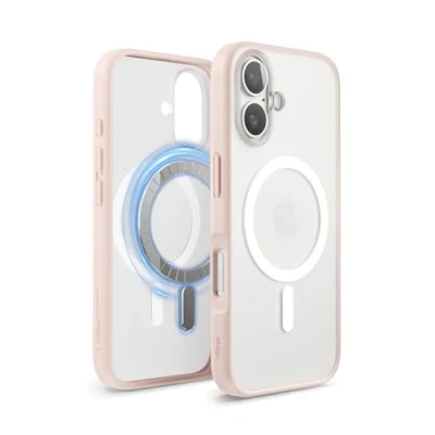 Image de elago Coque Transparente Hybride Magnétique Compatible avec iPhone 16 Étui 6,1&quot; MagSafe, Technologie PC + TPU, Pare Chocs Antichoc, Protection de Caméra Élevée (Rose Mat)
