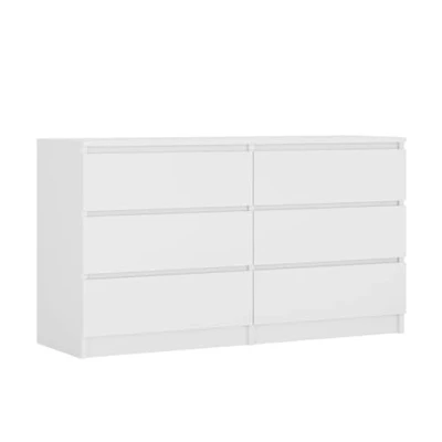 Image de 3E 3xE living.com Commode 6 tiroirs 138 cm, Couleur : Blanc Mat, L P 39 H 79 cm