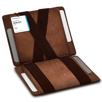 Image de GenTo® Las Vegas Portefeuille avec et sans Compartiment à pièces Protection RFID NFC certifiée Magic Wallet Magique Boîte Cadeau Incluse Smart pour Hommes Femmes