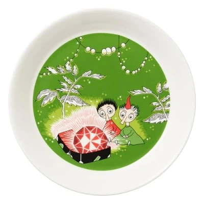 Image de Moomin Arabia Plat King&#039;s Ruby Thingumy &amp; Bob vert