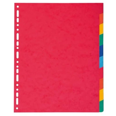 Image de Exacompta Réf. 2410E Carton de 10 Intercalaires en véritable carte lustrée souple 225g/m2 FSC® avec onglets neutres Format à classer A4 maxi Dimensions 24,5 x 29,7 cm couleurs assorties