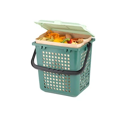 Image de bioMat AirBox Poubelle à Compost pour la Cuisine, avec Sacs en Papier Compostables 7l (80 Sacs), Réduit Les Odeurs, Made in Germany