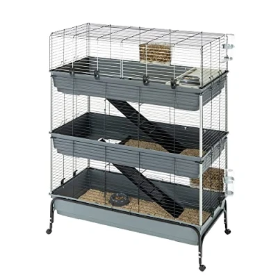 Image de Ferplast 57048817ZP Rabbit 120 Tris Cage à Lapin Trois étages avec Ouverture Frontale et Support Accessoires Inclus 118 x 58 h 166 cm.