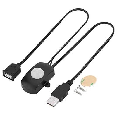 Image de Tihebeyan Mini Commutateur de Capteur Mouvement PIR pour l&#039;éclairage LED DIY, Interface Infrarouge du Détecteur PIR(Noir)