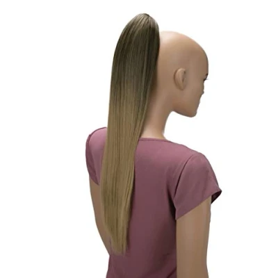 Image de CAISHA 60cm Ponytail Postiche Avec Pince Papillon Natte Queue De Cheval Extensions Cheveux Raide Mélange Blond Brun H632