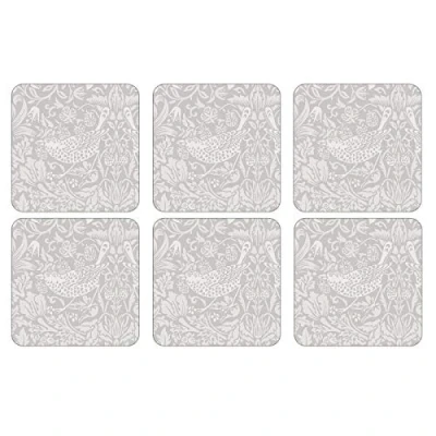 Image de Portmeirion Home &amp; Gifts The Original Morris Co Pure Strawberry Thief Lot de 6 sous Verres avec Dos en liège Multicolore 10,5 x cm