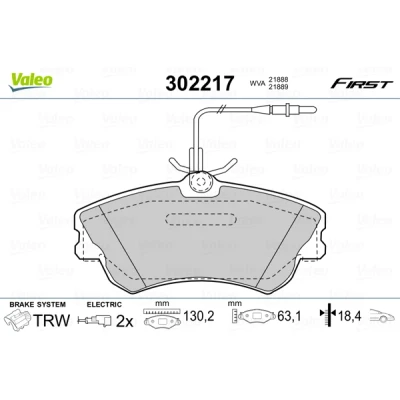 Image de VALEO 302217 Jeu de plaquettes frein Essieu avant contact signal d&#039;usure inclus avec tôle anti bruit RENAULT: ESPACE 3