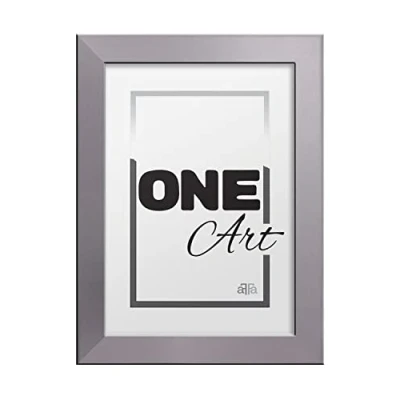 Image de aFFa frames, Hekla, Cadre photo MDF, facile à nettoyer, Rectangle, avec façade en verre acrylique, Argent, A4, 21x29,7 cm