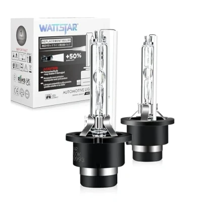 Image de wattstar Ampoules Lampe de phare au xénon HID D2S voiture, 35W 6000K 12V Xenarc Décharge Gazeuse Voiture Luminosité Brillante(lot 2)
