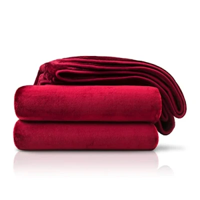 Image de Amago Couverture Extra Douce, Sensation Cachemire, 220 x 240 cm Bordeaux