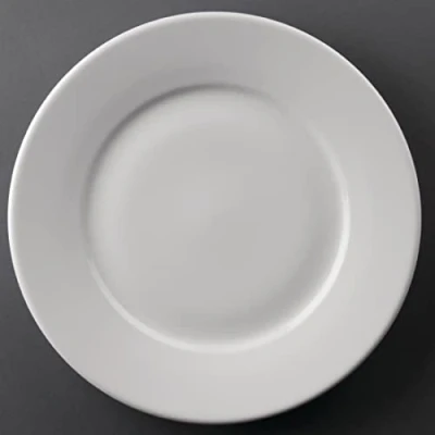 Image de Olympia Assiette Athena à large bord 254 mm (lot de 12), blanc, porcelaine super vitrifiée, passe au lave vaisselle et micro ondes, certifié BS4034 pour un usage hôtelier, CC209