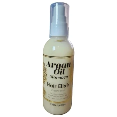 Image de Élixir Capilaire à l&#039;Huile d&#039;Argan Marocaine Bio Nourrit Adoucit et Répare les Cheveux Abîmés 100ml