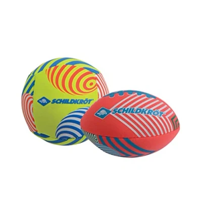 Image de Schildkröt Mini Ball Duo Pack, Set Composé de 1 Ballon Volleyball et Football Américain, Ø 9 cm, Antidérapant Résistant à l&#039;eau Salée, Jaune/Rouge, 970347