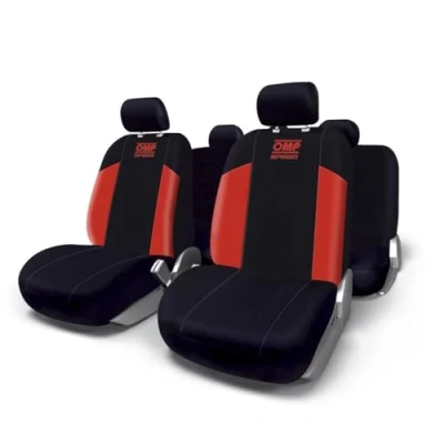 Image de OMP HOUSSES DE SIÈGE VOITURE ENSEMBLE COMPLET SIEGE UNIVERSEL 11 PIÈCES HOUSSE NOIR ET ROUGE