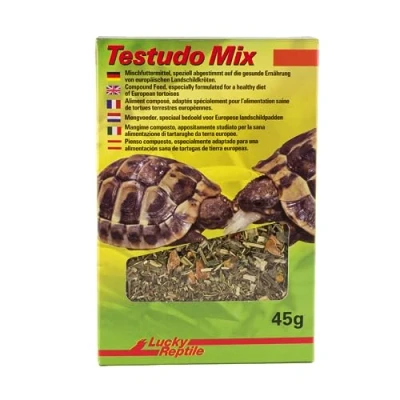 Image de Lucky Reptile Testudo Mix 45g Nourriture pour Tortues terrestres avec Fleurs séchées &amp; Herbes Riche en Fibres minéraux européennes